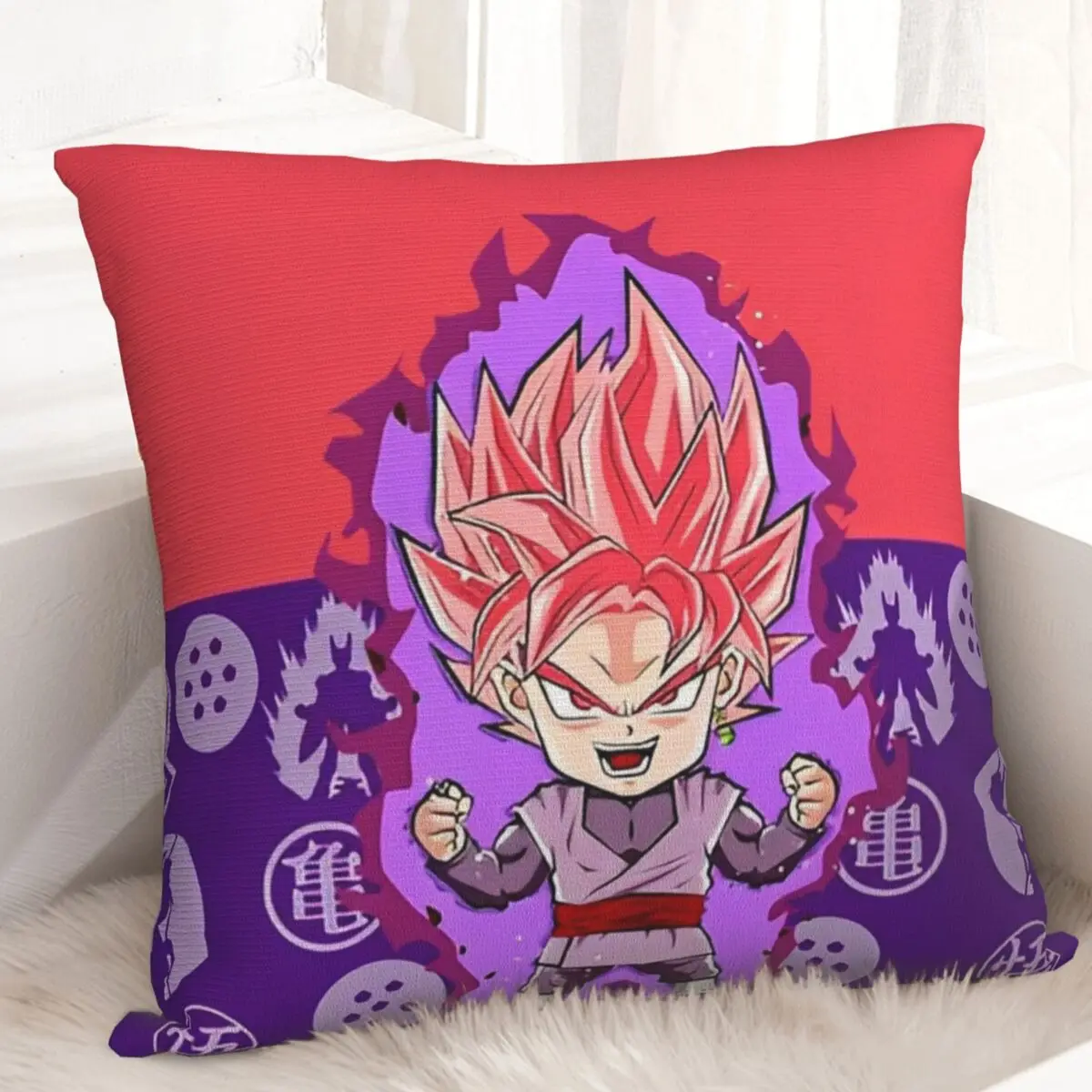 Dragon Ball Z Goku funda de almohada negra funda de cojín de poliéster funda de almohada de regalo funda cuadrada para coche 18'