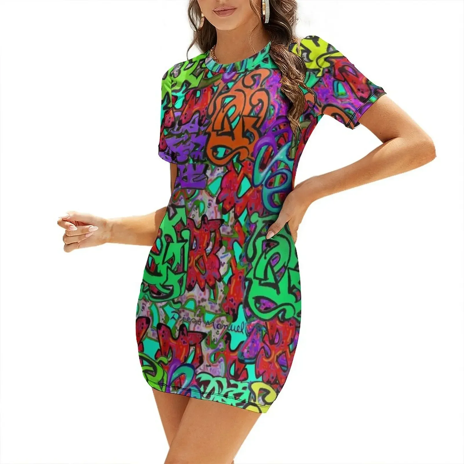 Graffiti 15 Short-Sleeved Dress dresses korean style Woman dresses ladies dresses for women 2026