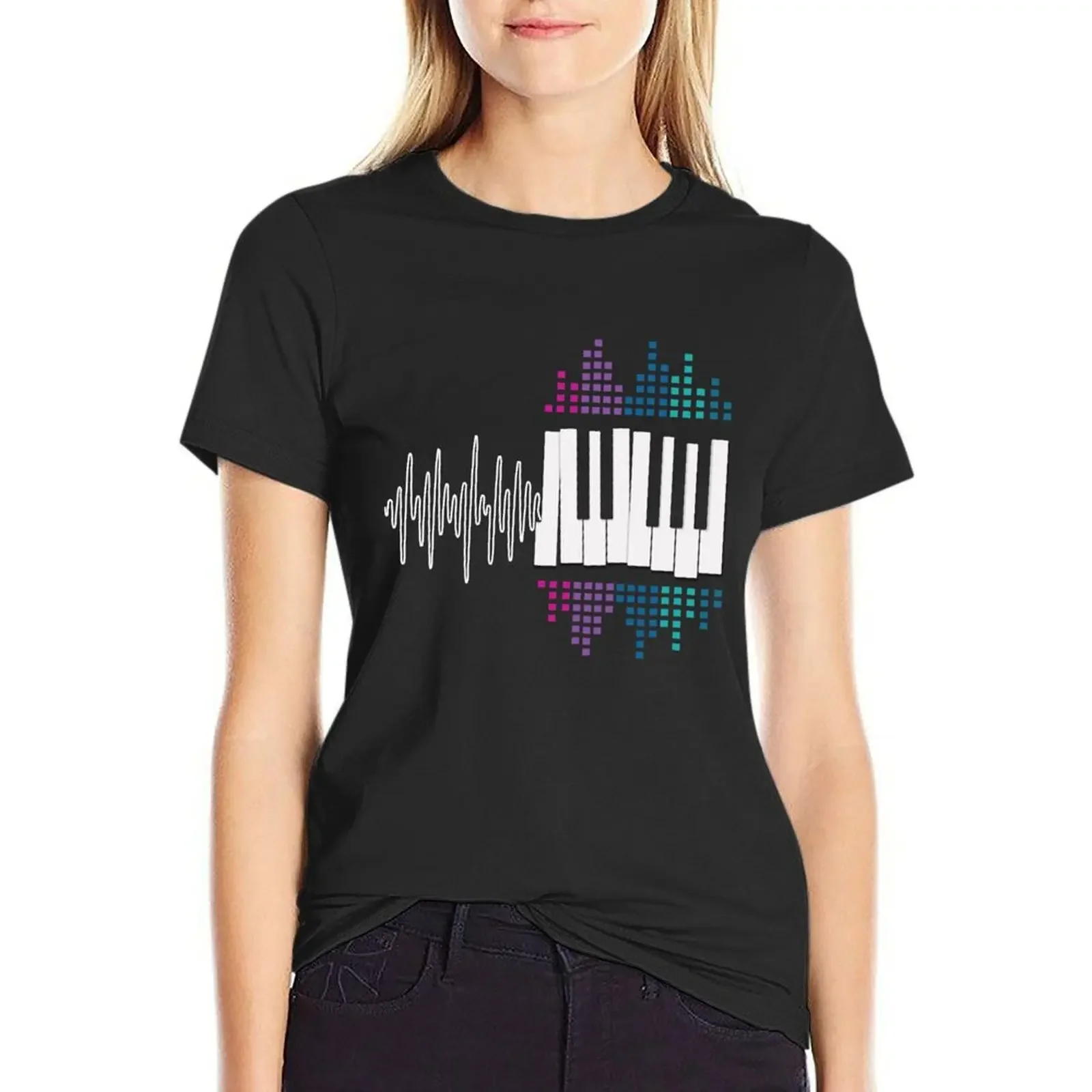 

Piano Piano Heartbeat Pianist Keyboard Classical music T-Shirt vintage animal print shirt for girls funnys tshirts for Women