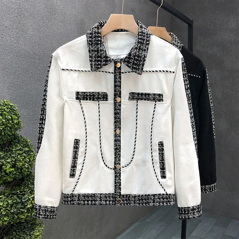 

Design Sense Splicing Denim Jacket Jacket Autumn And Winter New Men's And Women's Fashion Joker Coat Denim Single-BreastedJacket