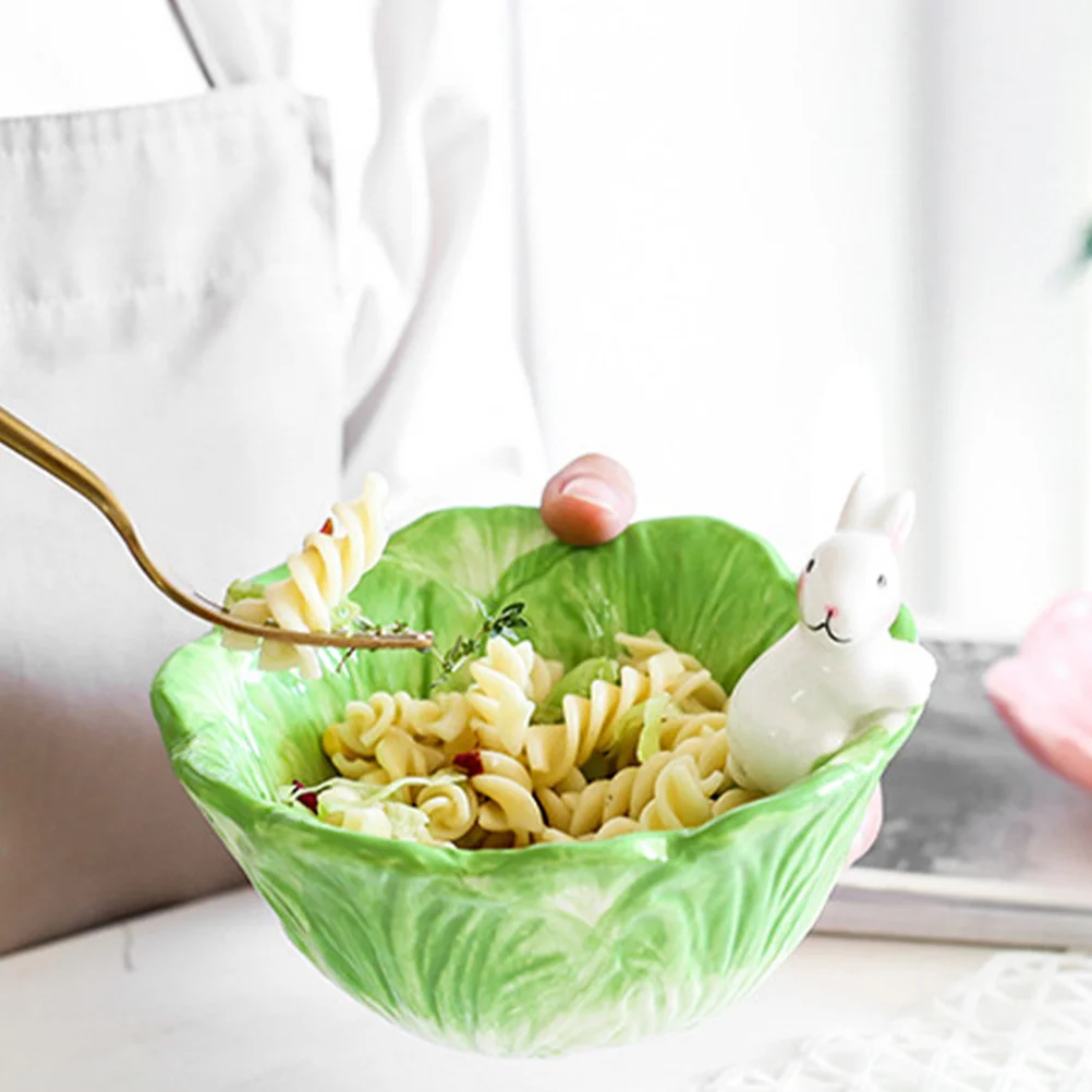 2 قطعة رسمت باليد السيراميك الأرنب السلطانية الصغيرة الزخرفية الغذاء الحاويات ل دقيق الشوفان بودنغ الآيس كريم المعكرونة سلطة التوابل جميل #3