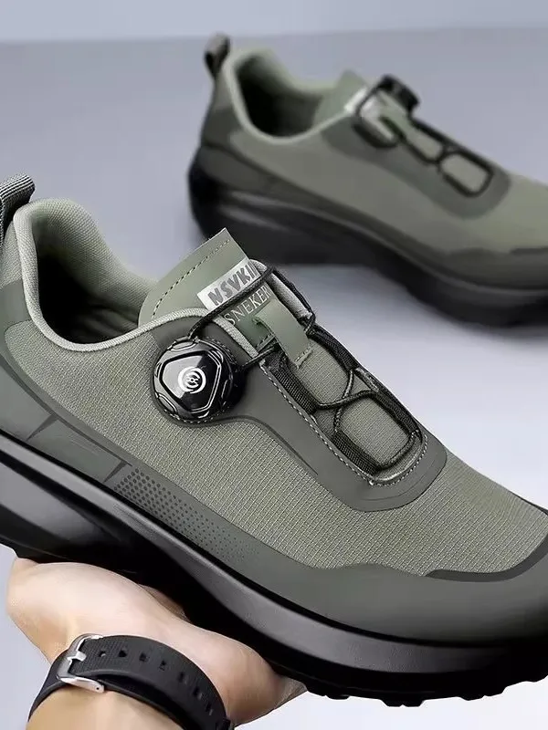 Men's Outdoor Casual Shoes Rotating Button Thick Bottom Comfortable Sports Shoes for Hiking And Mountain Climbing All Seasons