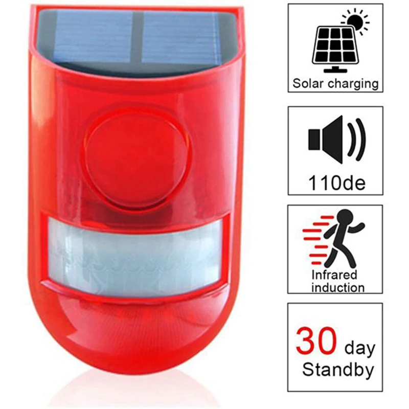 3 Pack Solar Strobe Light With Motion Sensor Alarm 129DB Sound Security Siren IP65 Waterproof For Villa Farm Yard Garden