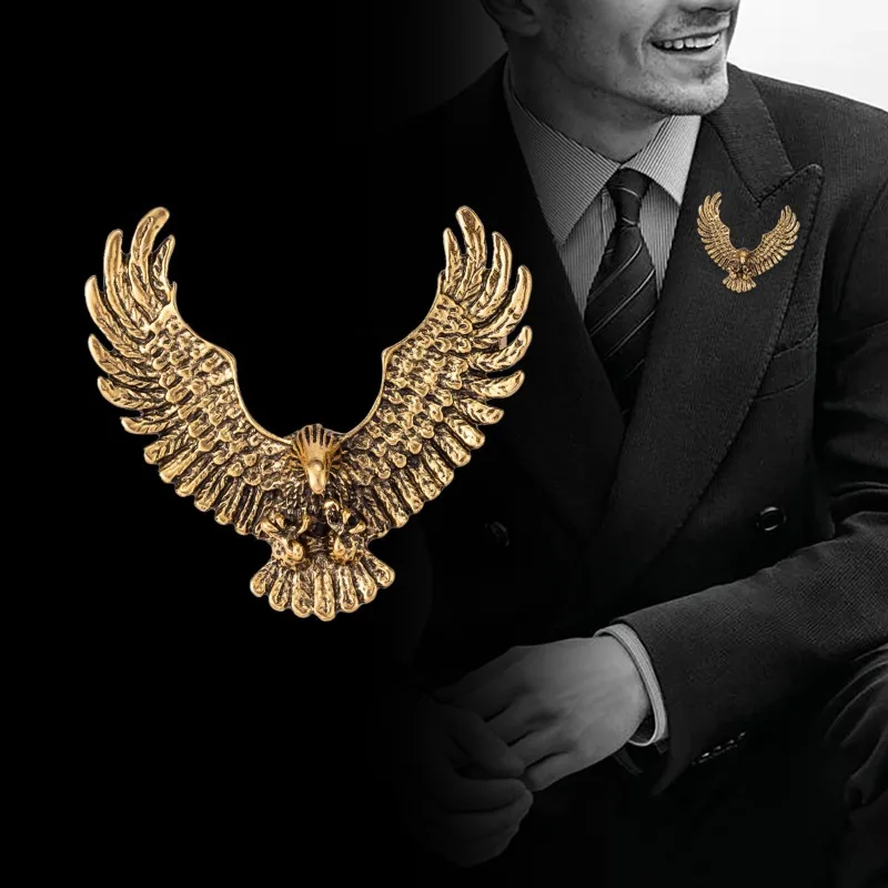 Vintage Legierung Adler Broschen Tier Corsage männer Anzug Hemd Kragen Pins Mode Abzeichen Zubehör Casual Schmuck Giftsi-Remiel – Detail 2