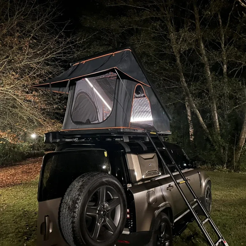 

Upgrade 3-4 Person Triangle Roof 280G Ox Fabric with Aluminium Shell Waterproof Car Rooftop Camping Top Tent