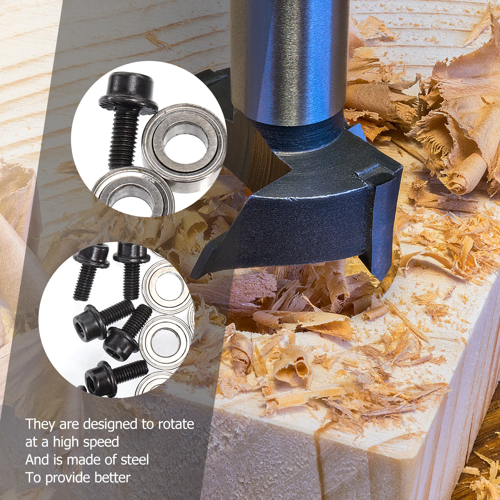 Top-Mounted Router Bit Bearings Set – Steel Bearing Guide Replacement Kit for Woodworking Tools