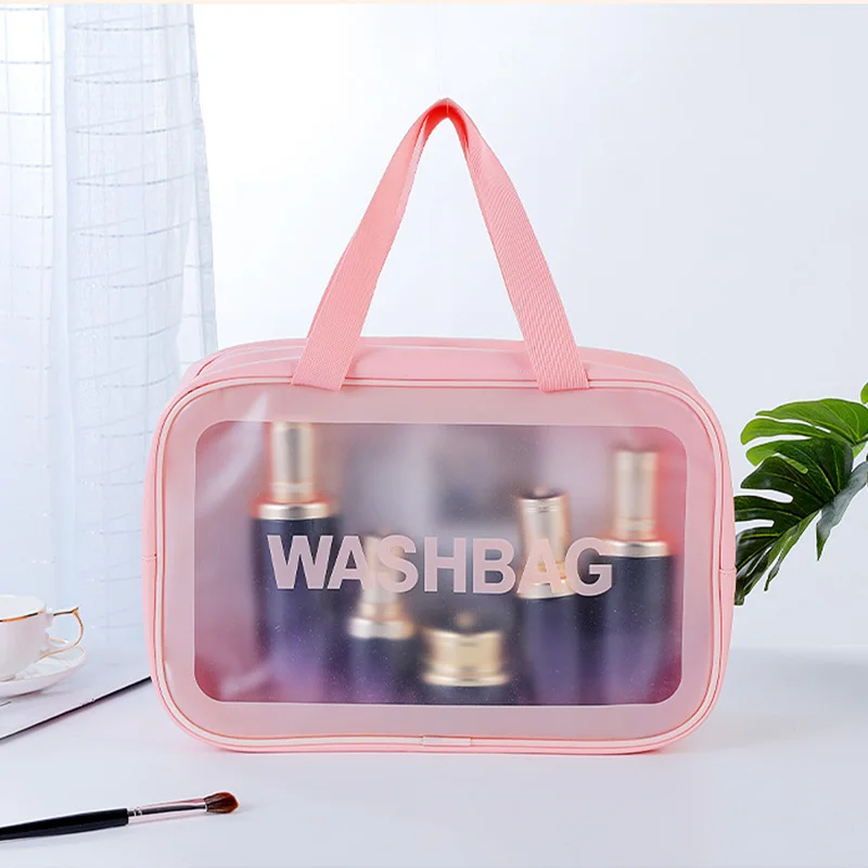 

Waterproof Toiletry Bag PVC Makeup Bag Women Casual Portable Square Travel Skincare Handbags Storage Organizer Make Up Wash Bags