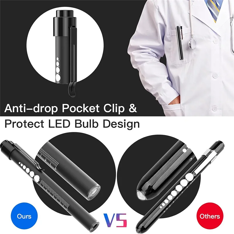 Suitable Rechargeable Pen Lights With Pupil Gauge & Ruler For Nurses Doctors, Echargeable, Warm/White Light LED Penlights 2Pcs