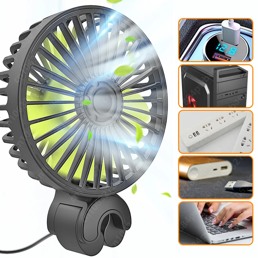 Auto Air Freshener Fan Car interior Portable Electric Fan Cooler USB Automobile Ventilador Speeds Cooling Fan For SUV Vehicles