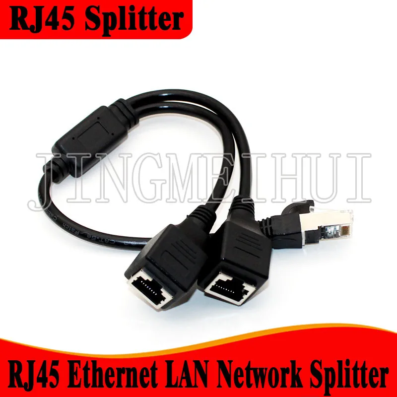 RJ45 1 male to 2 female socket port LAN Ethernet network distributor Y home office industrial broadband network adapter