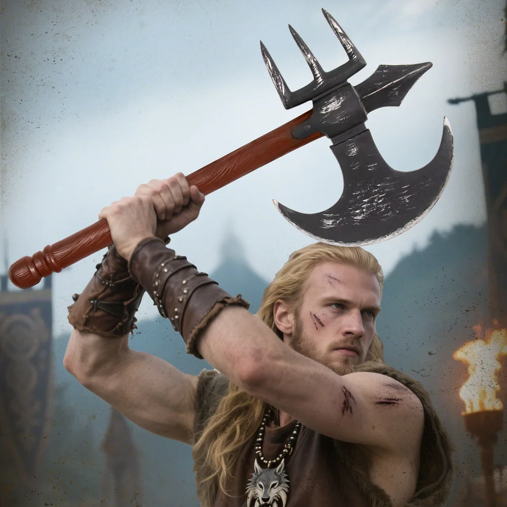 Viking Axe Medieval Axes Pirate Costume Prop PU Foam Hammer Party Favor Photo Prop Decorative Halloween Cosplay Weapons Fake Axe