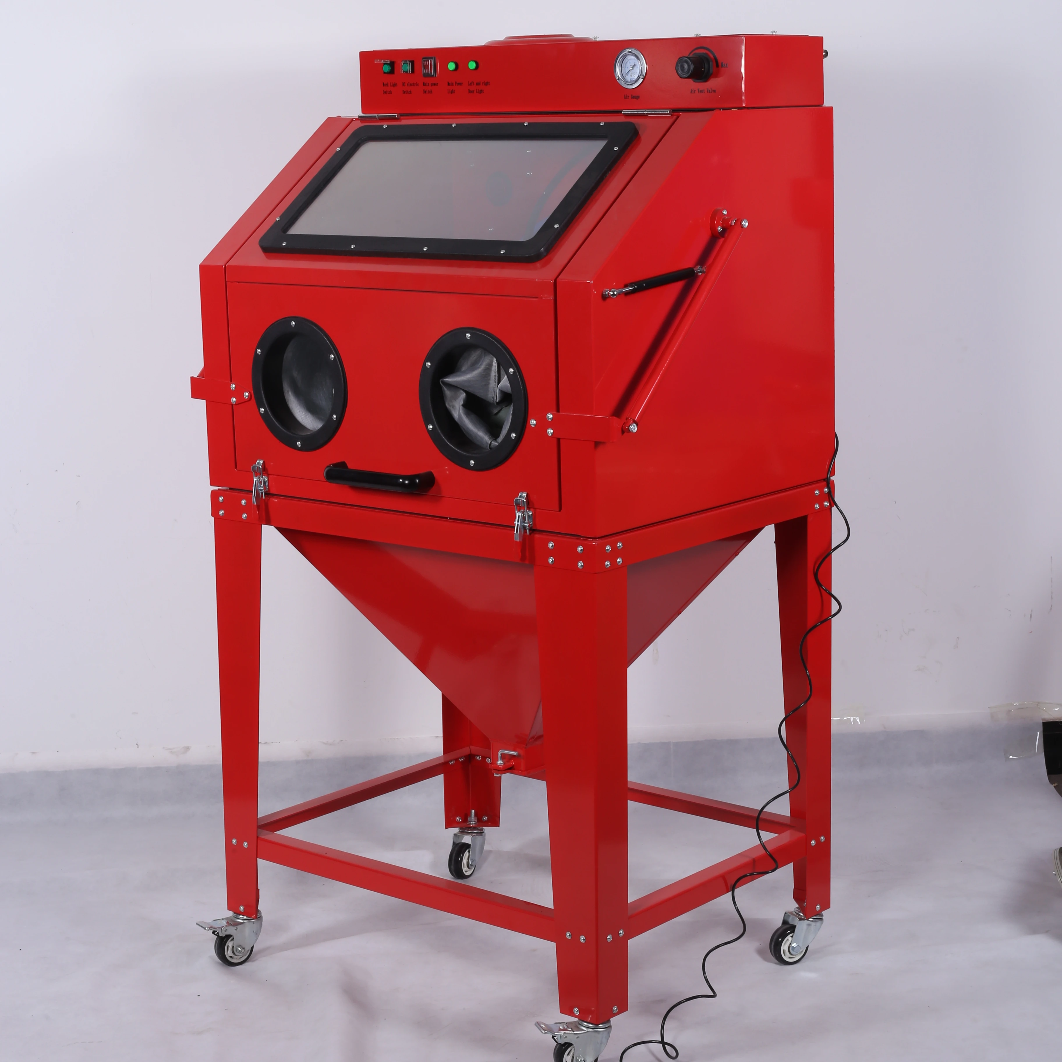 آلة السفع الرملي المحمولة ذات الفتح الأمامي والتي يتم التحكم فيها كهربائيًا، 350 لترًا، خزانة السفع الرملي عالية الجودة #2