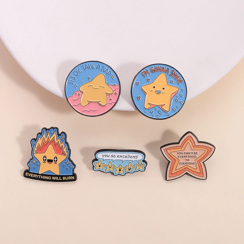 Everything Will Burn Enamel Pin You So Excellent I'm Gonna Shine Cute Star Brooches Lapel Badge Funny Jewelry Gifts For Friends