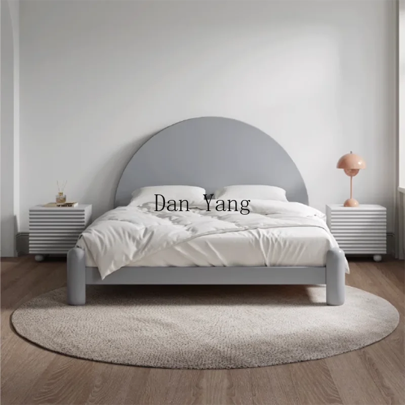 YJ modern simple sunrise semi-round back colored beech bed board anti-collision bed