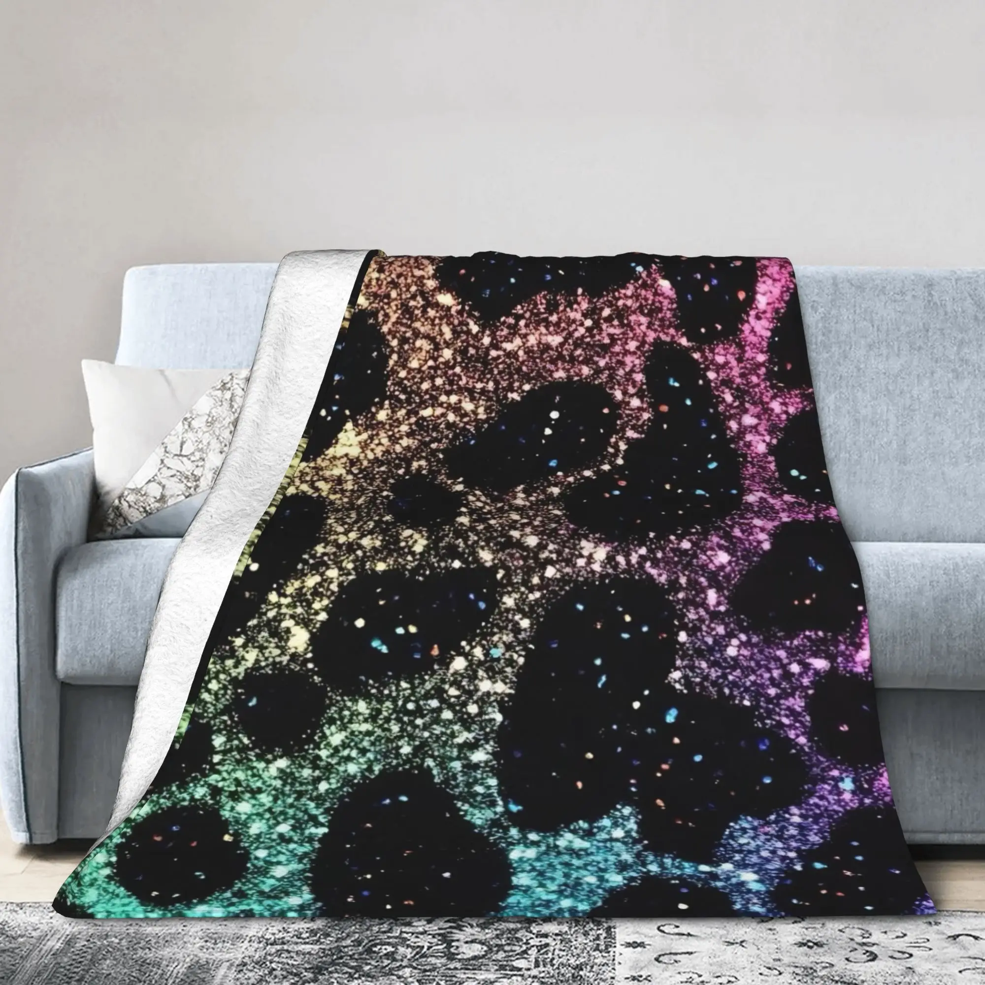 Glitter Leopard Colorful Flannel Blankets Faux Fur Awesome Throw Blanket for Home Hotel Sofa  150*125cm Rug Piece