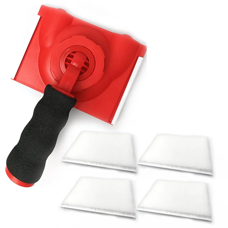 ABKJ-Rotatable Handle Paint Edger 4 Replacement Pads Refills, Easy Quick Paint Edger Tool For Walls Corner Painting Durable