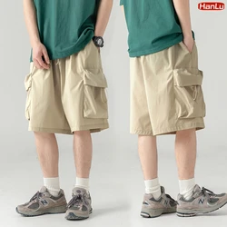 2025 Summer New Japanese Style Large Size Thin Shorts Men Loose Knee Cargo Shorts Hip Hop Streetwear Male Short Trousers