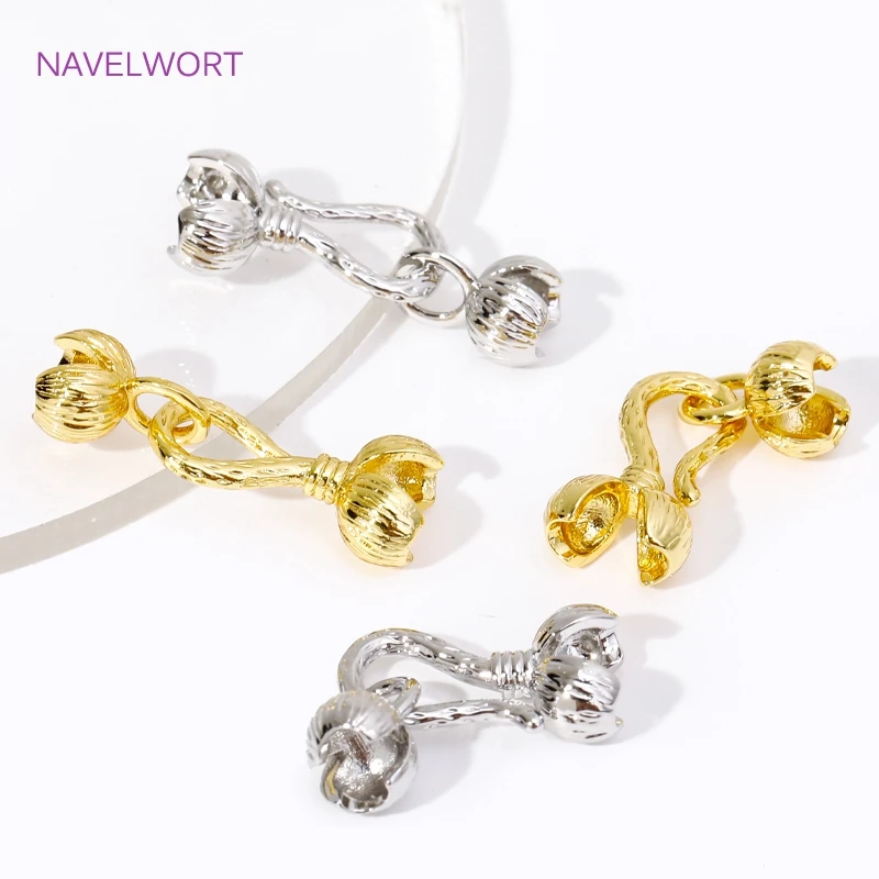 18K Gold Plated Brass Flower Design Hook Clasps,End Connectors Clasps For Jewelry Making DIY Necklaces Bracelets Accessories