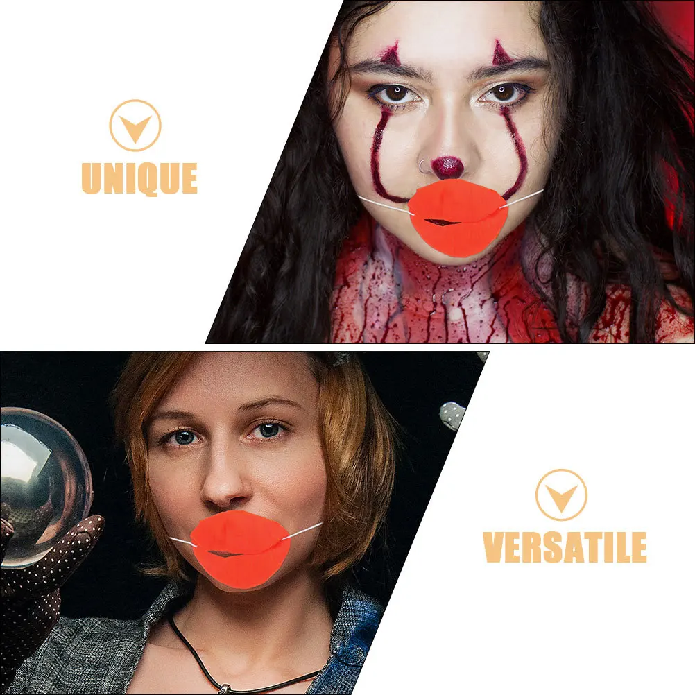 Adereços de cosplay de lábios vermelhos grossos, 6 peças, boca grande exagerada para festa, festival, decorações humorísticas, lábios vermelhos de plástico