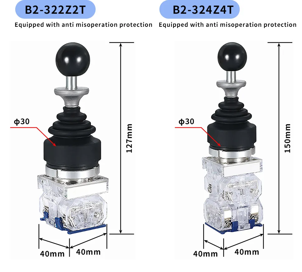 1 Stück Joystick-Einhebelschalter, kurzzeitig/selbstverriegelnd, 4 Positionen 4NO/2 Positionen 2NO, optionaler Schutz vor falscher Bedienung, 30 mm – Detail 8