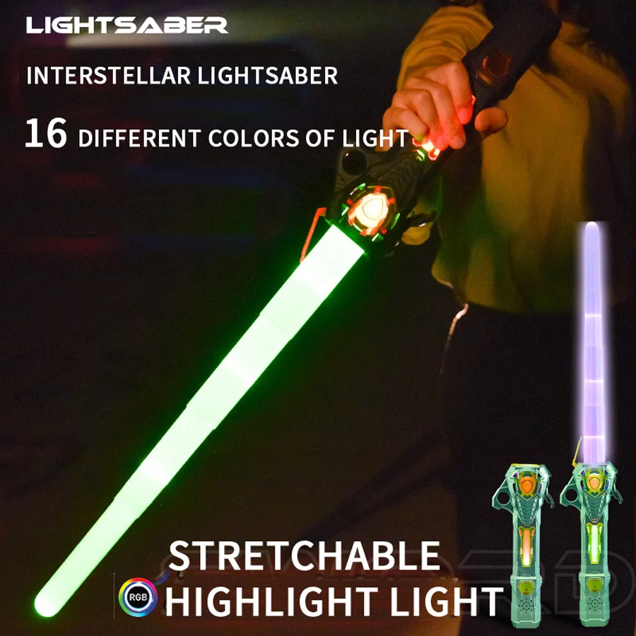 Cool telescopic lightsaber, induction sound light rotating gyroscope lightsaber, two in one flashing sword