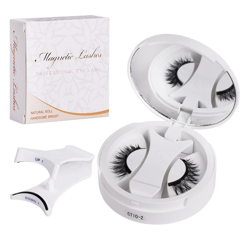Hot 1 Pair Magnetic Eyelashes Handmade Fluffy Faux Mink Lashes Reusable Natural False Eyelashes and Magnetic Tweezers Set Makeup