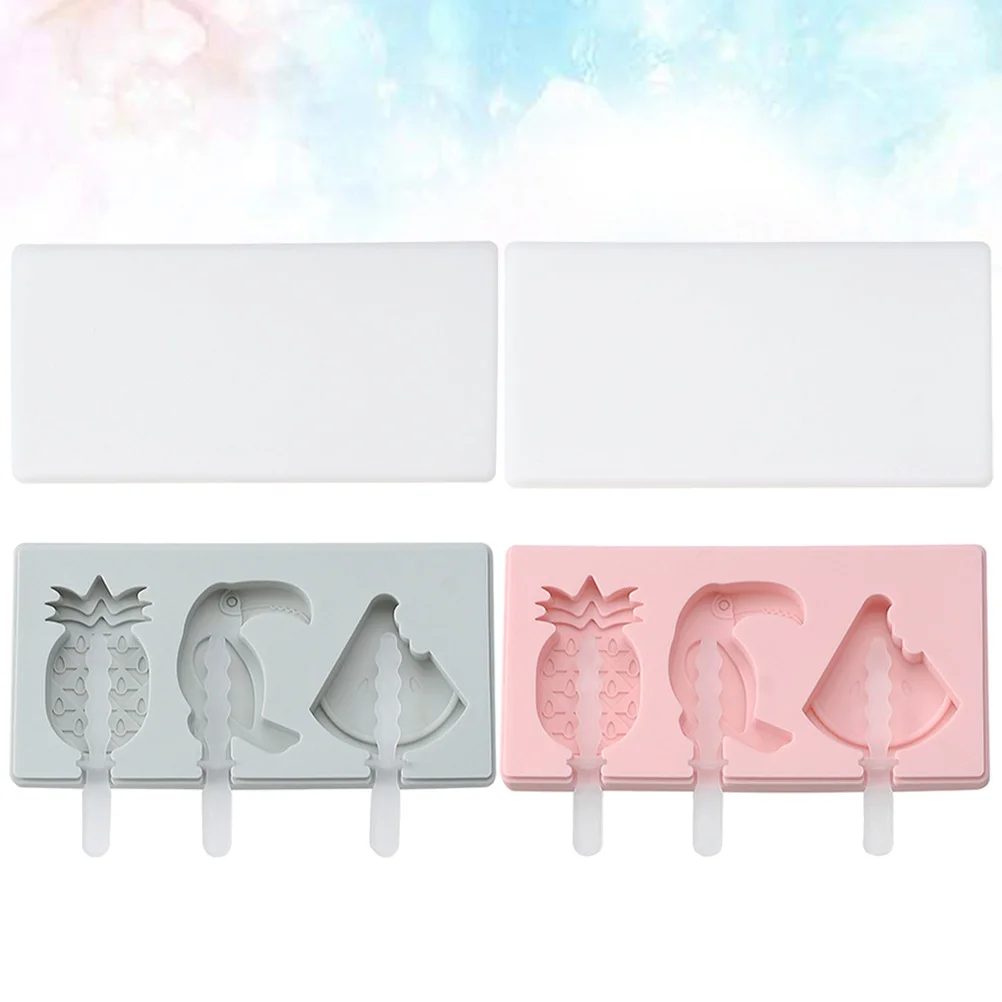 

3pcs Silicone Ice Cream Molds Fruit Bird Shape Popsicle Mold Diy Maker Reusable Pp Plastic Moulds Easy Clean With
