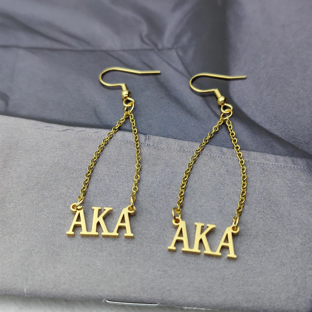 Custom Name Earrings Personalized Name Threader Earrings Gold Stainless Steel Dangle Long Chain Ear Line Ear Chain For Women