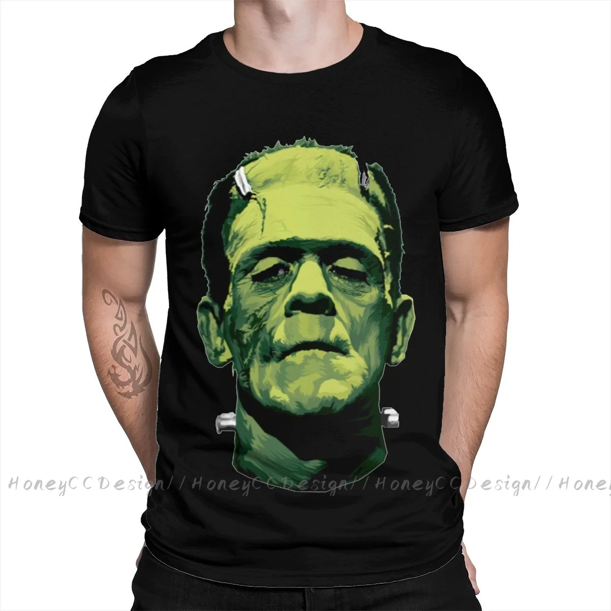 Camiseta de manga corta con cuello redondo para hombre, ropa de moda de Frankenstein, The Monster, de verano, talla grande