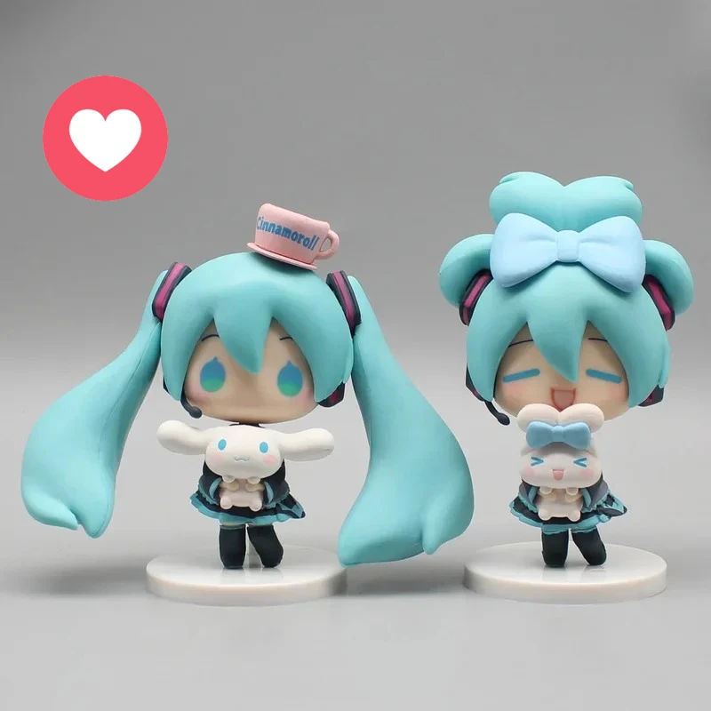 

2025 Anime Hatsune Miku Figure Miku With Cinnamoroll Figure Pvc Cute Statue Collection Model Q Doll Decoration Toy Birthday Gift