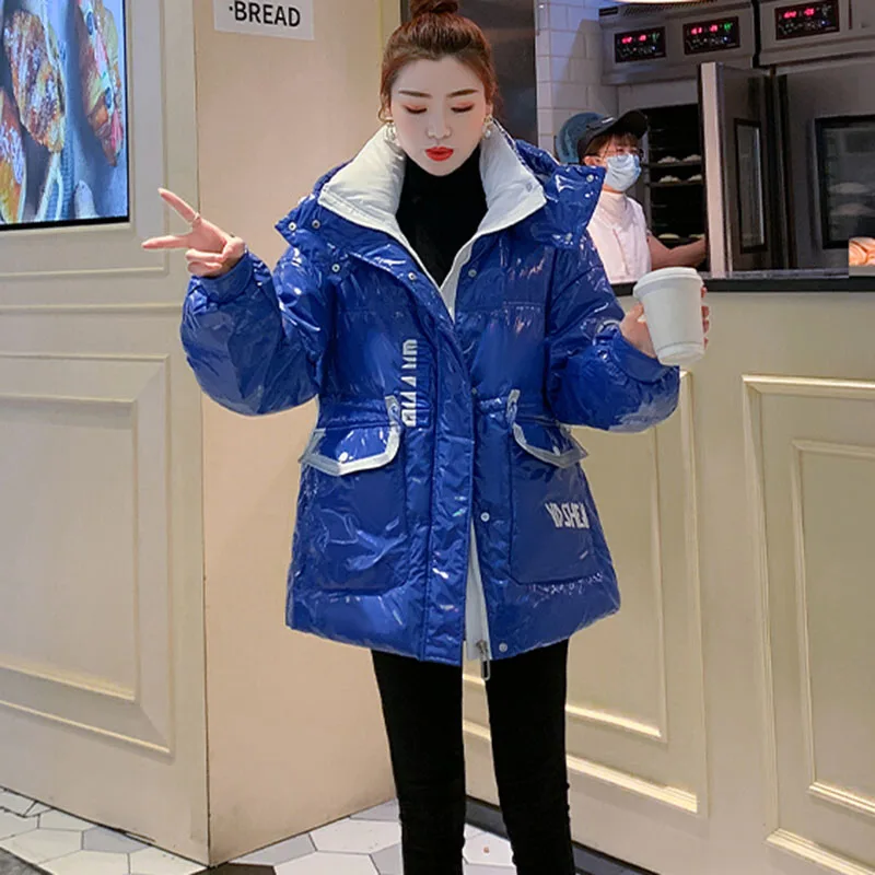 Winter New Warm Bright Down Jacket Women's Korean Loose Free Wash 90% White Duck Down Coat Female Casual Hooded Parker Outerwear