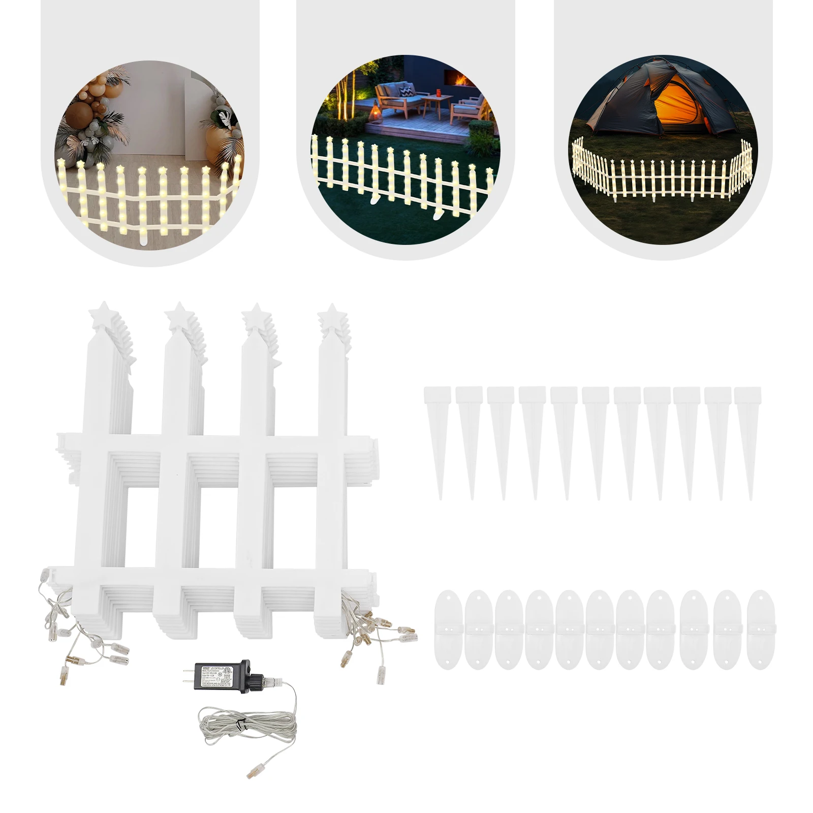 Набор светодиодных фонарей для забора, 8/10 шт., 35/38 см, теплый белый, IP44/IP65, водонепроницаемый, 2 режима, вилка стандарта США, Рождественский садовый декор