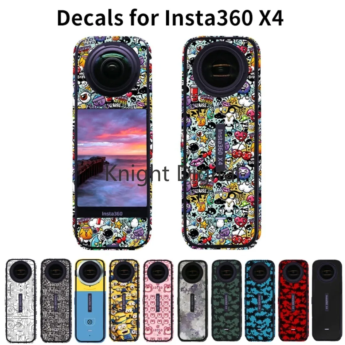 Calcomanías de cámara, pegatinas decorativas, marco del cuerpo para Insta360 X4, película protectora antiarañazos, extraíble, PVC, colorido, a prueba de golpes