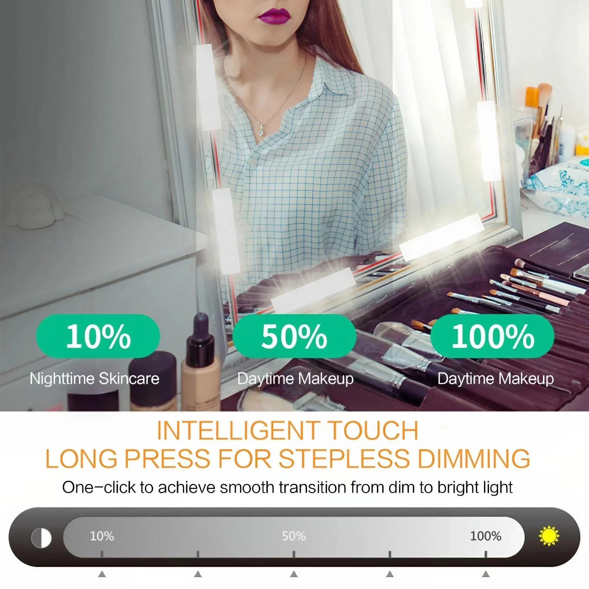 Multi Functional Dimmable USB Touch LED Cosmetic Mirror Light Perfect Lighting Solution for Vanity