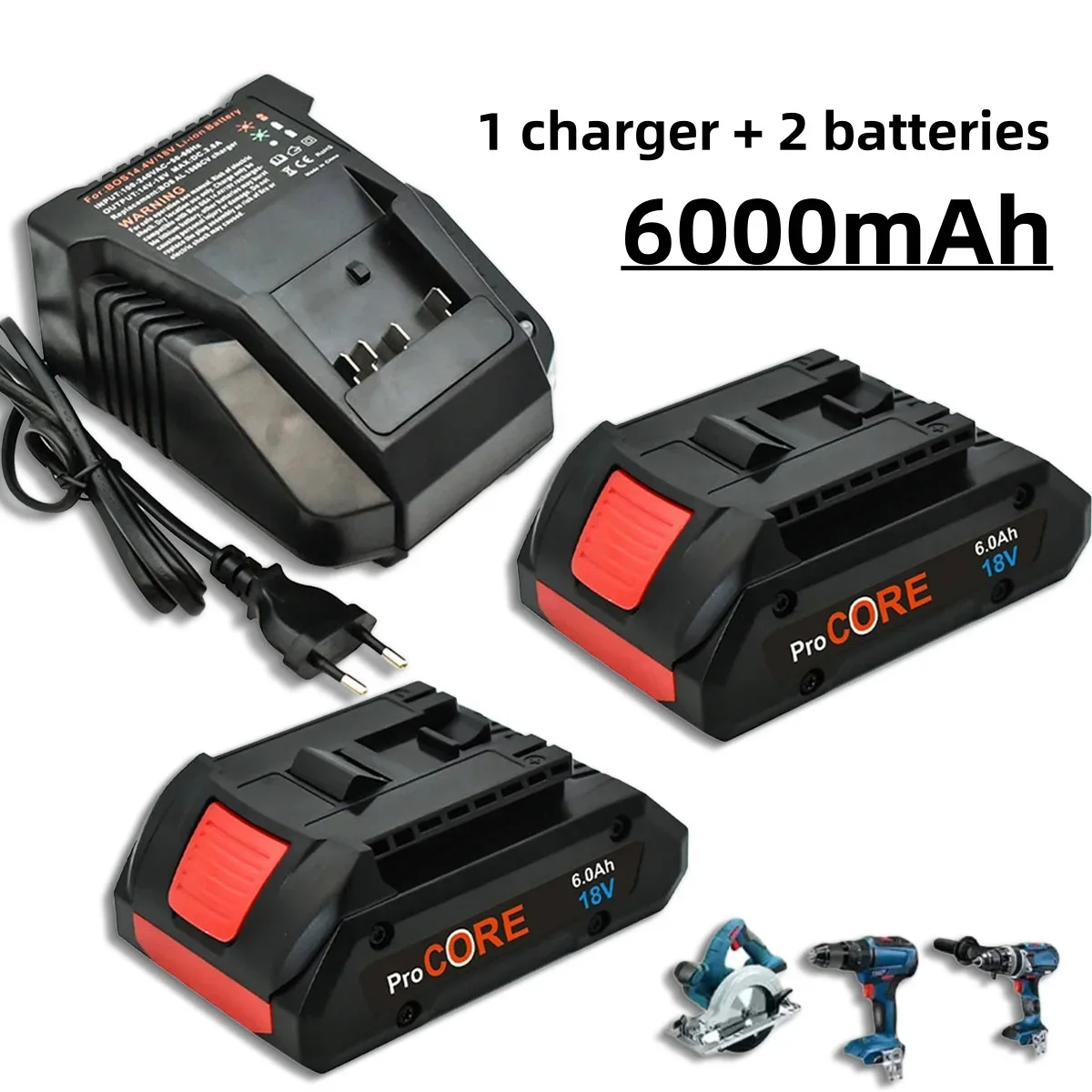 

For BOSCH Professional 18V 21700 6.0Ah Battery ProCORE 18V Li-ion Battery Replacement for BAT609 BAT618 with BMS +recharger