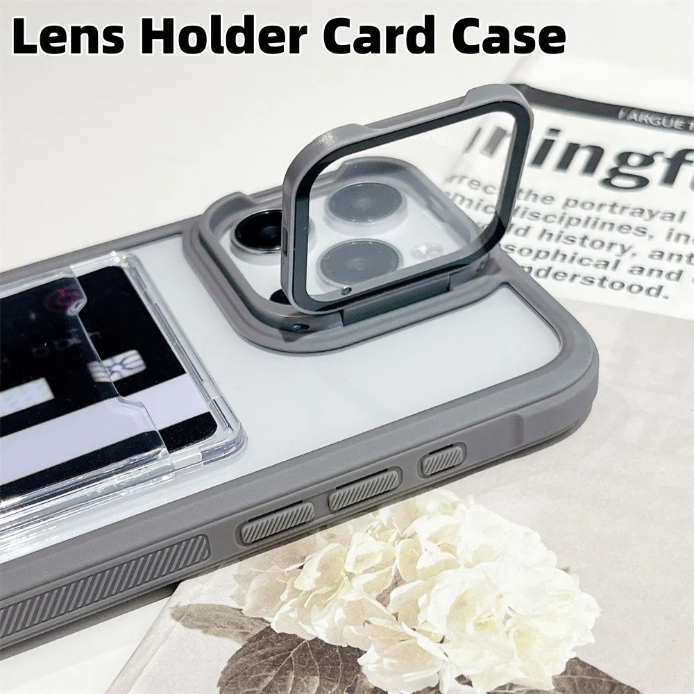 card bag Case For iphone 13 14 16 15 12 11 Pro Max Lens holder PC Cover Multi functional advanced Case For iphone 14 15 16 Plus