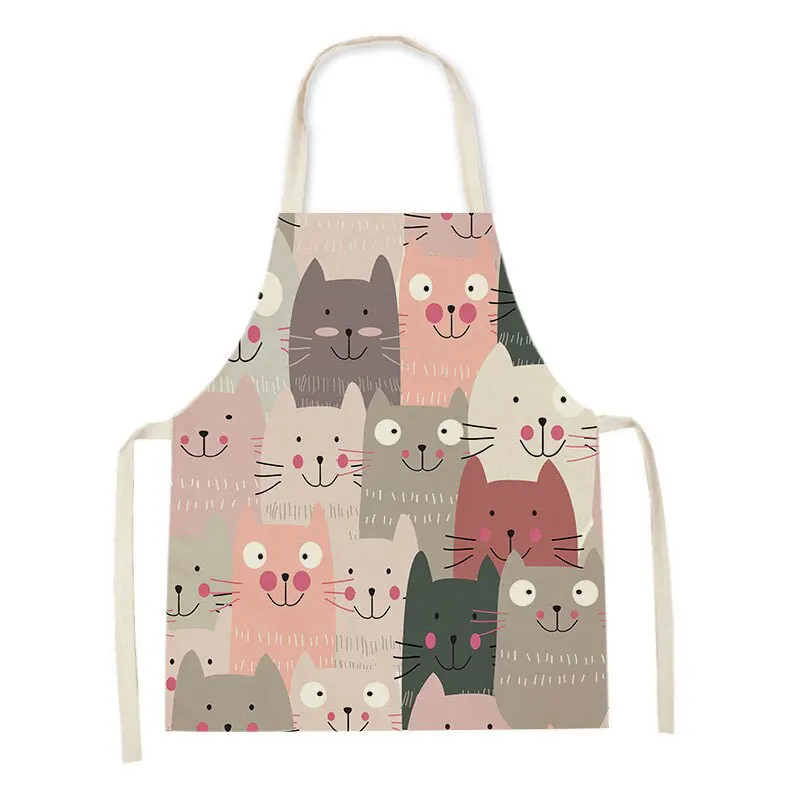 Cartoon Cat Dog Print Sleeveless Apron Kitchen Cooking Parent-child Sleeveless Smock Tablier Cuisine Delantal Cocina Delantal