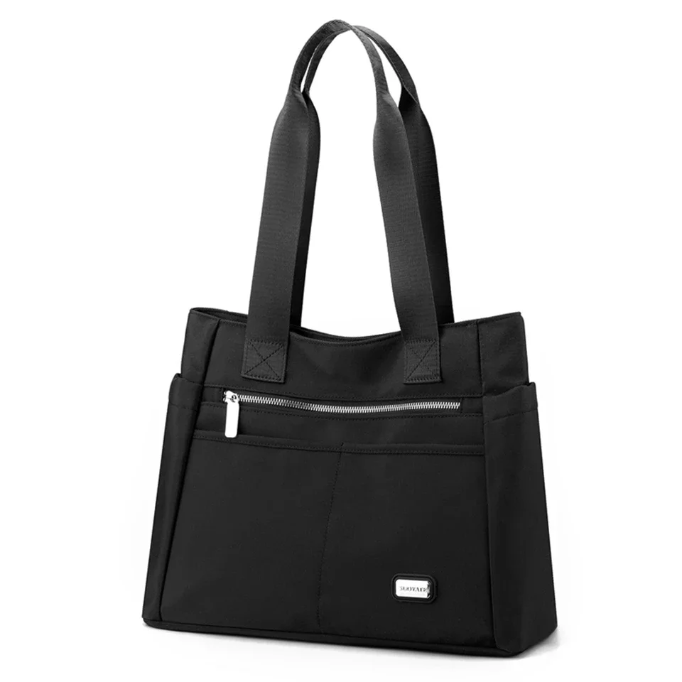 

Tote Bag High Capacity Fashion Big Handbag for Women Nylon Shoulder Bag Ladies Black Red Students School Bag