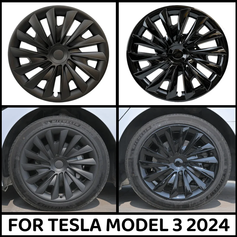 

4PCS 18 Inch Hub Caps For Tesla Model 3 Highland Version 2024 Performance Replacement Wheel HubCap Full Rim Cover Accessories