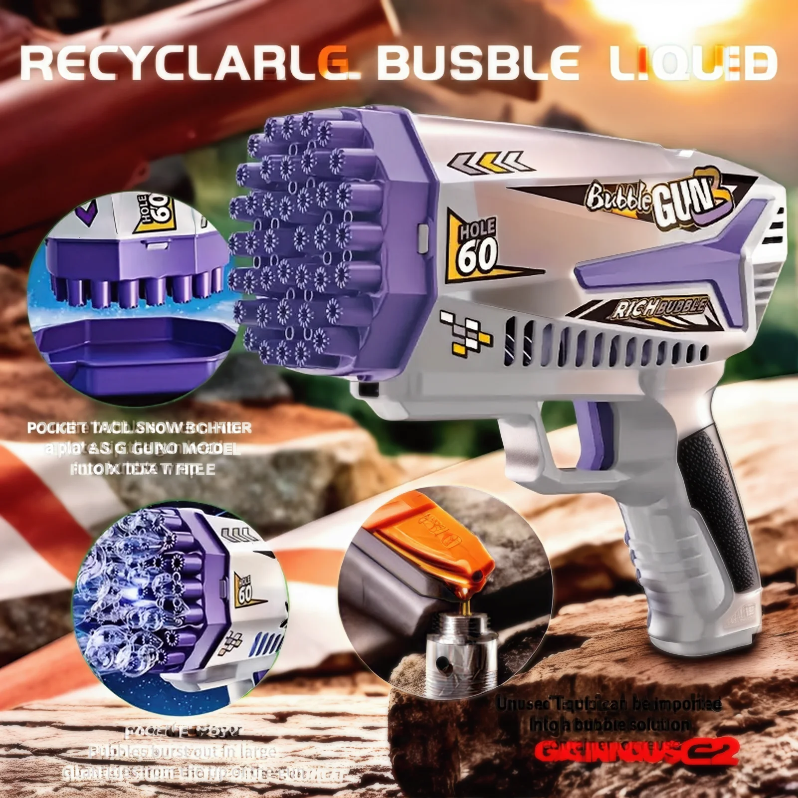 لعبة نفخ فقاعات الشاطئ للأطفال الأكثر مبيعًا في الصيف الأمريكي، مسدس لعبة الفقاعات المفضل للأولاد والبنات في الهواء الطلق، يجب اقتناؤه