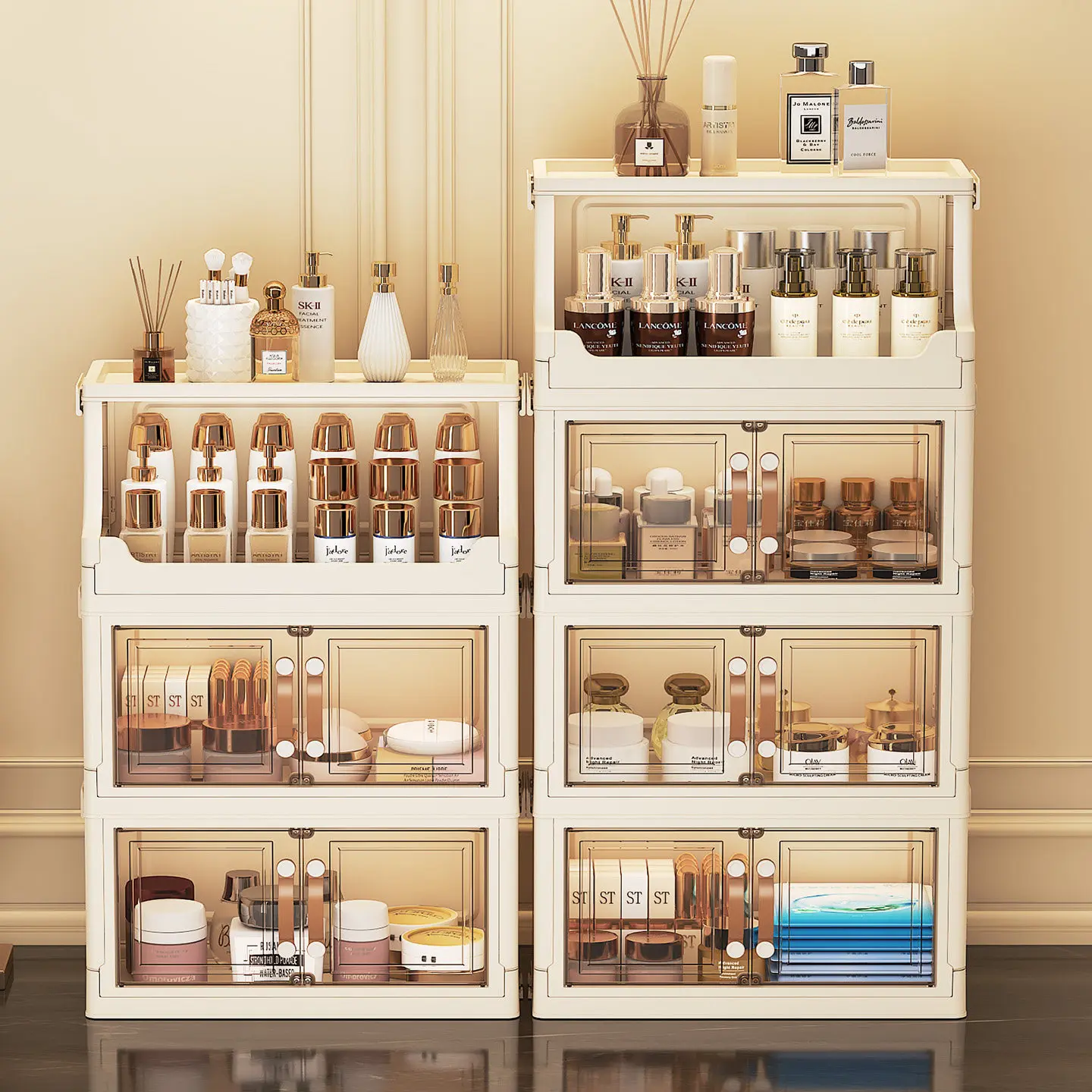 Multi Layer Desktop Skincare Storage Box Luxury Cosmetic Lipstick Perfume Organizer Dressing Table Makeup Display Holder Shelf