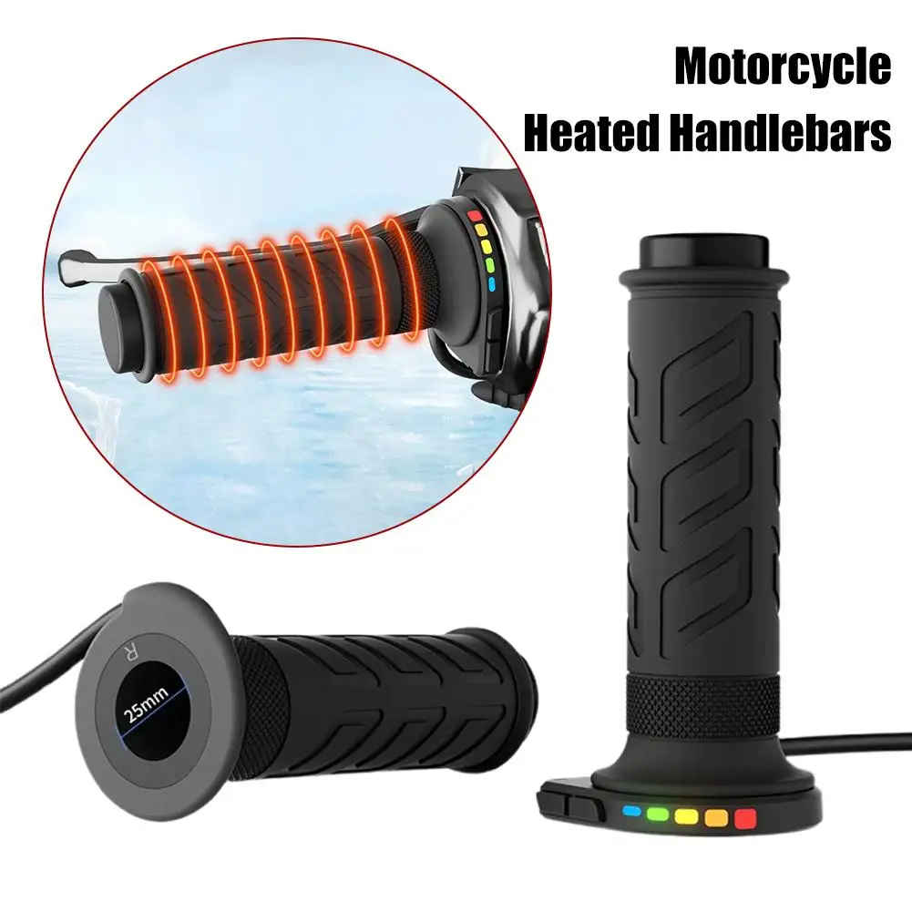 Heated Grips Cover for Motorcycle, Handlebar Heater, 5 Gear Temperature with Memory Function, 12V P5E6