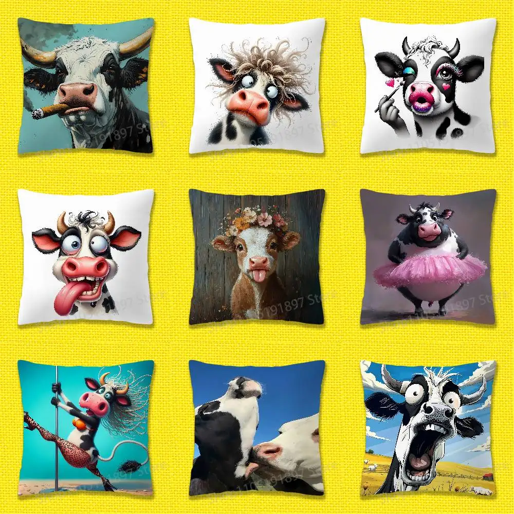 

Bull Milk Dairy Cow Ox Throw Pillow Case For 55x55cm 40x40cm 45x45cm 50x50cm 30x30cm Square Office Pillowship Cover