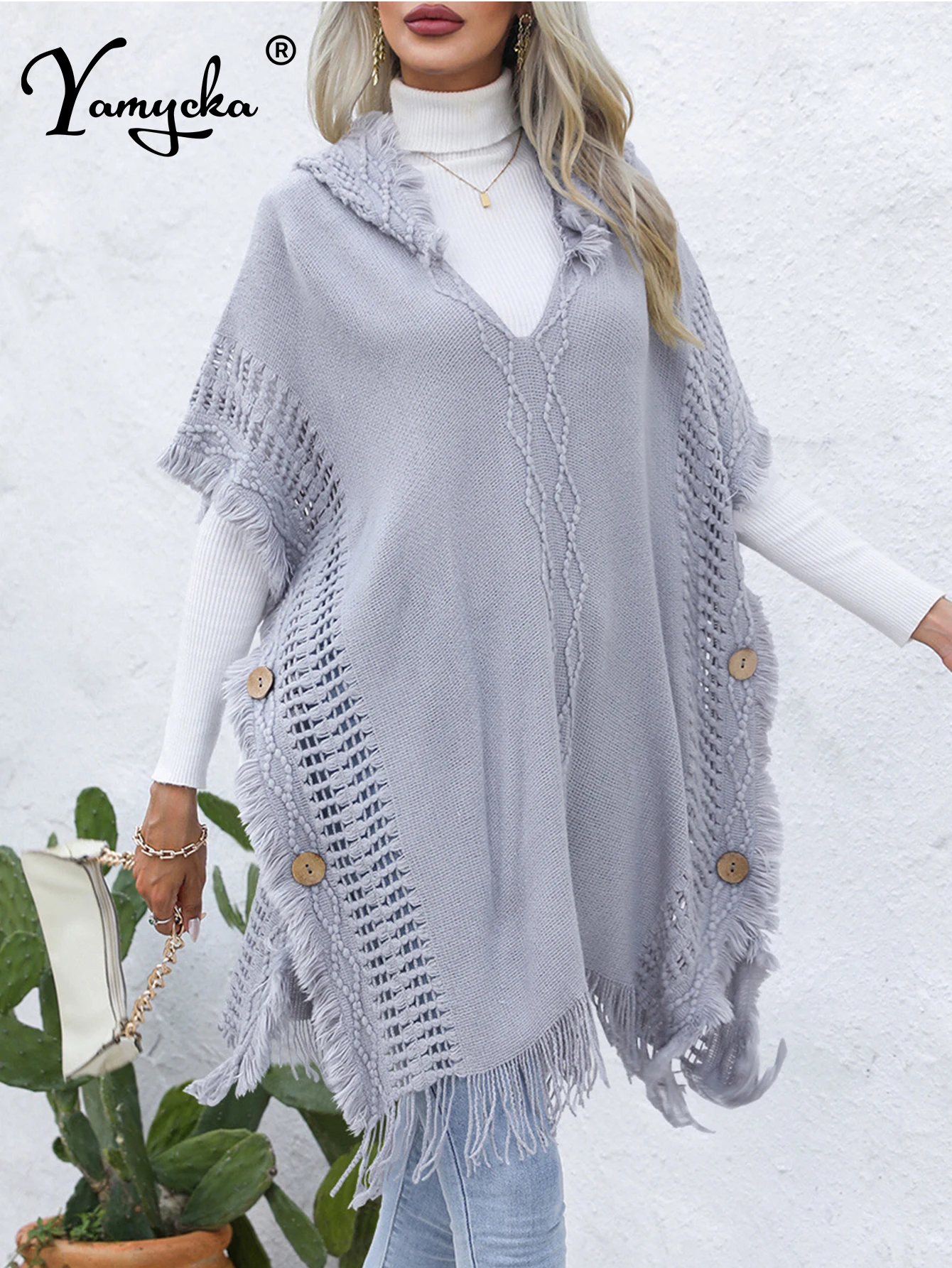 

Сексуальное винтажное черное пончо с кисточками для женщин, свободная толстовка, свитер, накидка, пальто, топы, женская вязаная шаль, плащ, повседневная уличная одежда