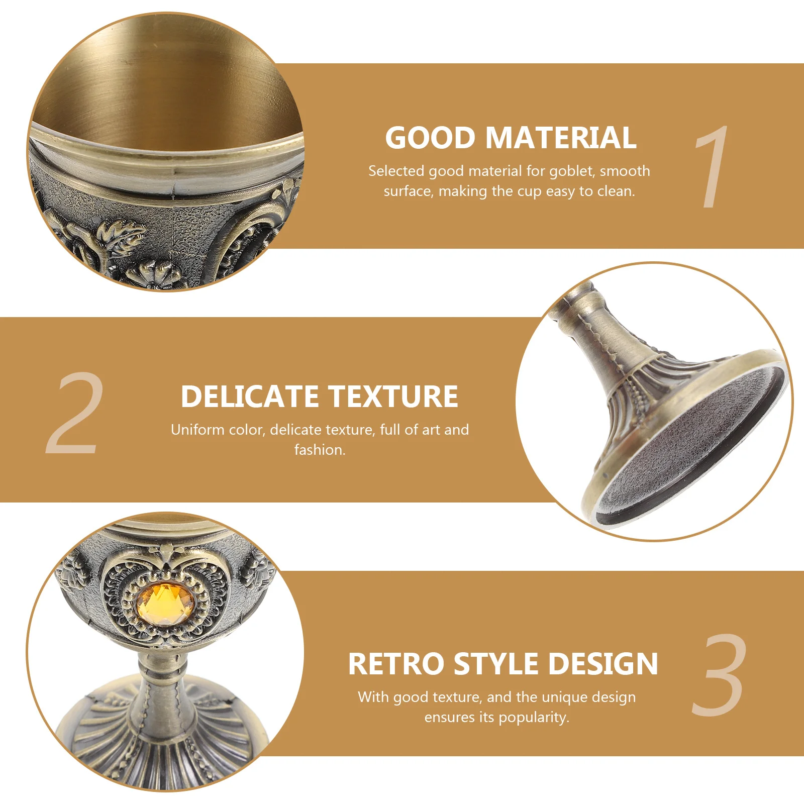 

European Style Drinking Cup Retro Small Goblet Compact Size Good Texture Easy Clean Home Use Retro Goblet Small Drinking Cup
