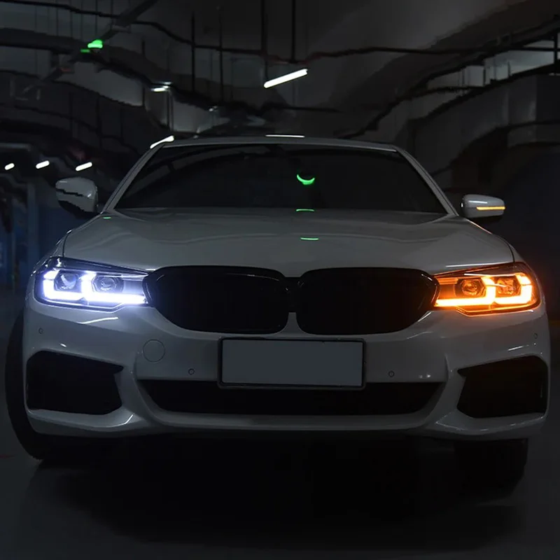 Headlights Assembly For BMW 5 Series G30 G38 2018-2021 Upgrade Angel Eyes Style LED Projector Lens Auto Car Tools Plug And Play