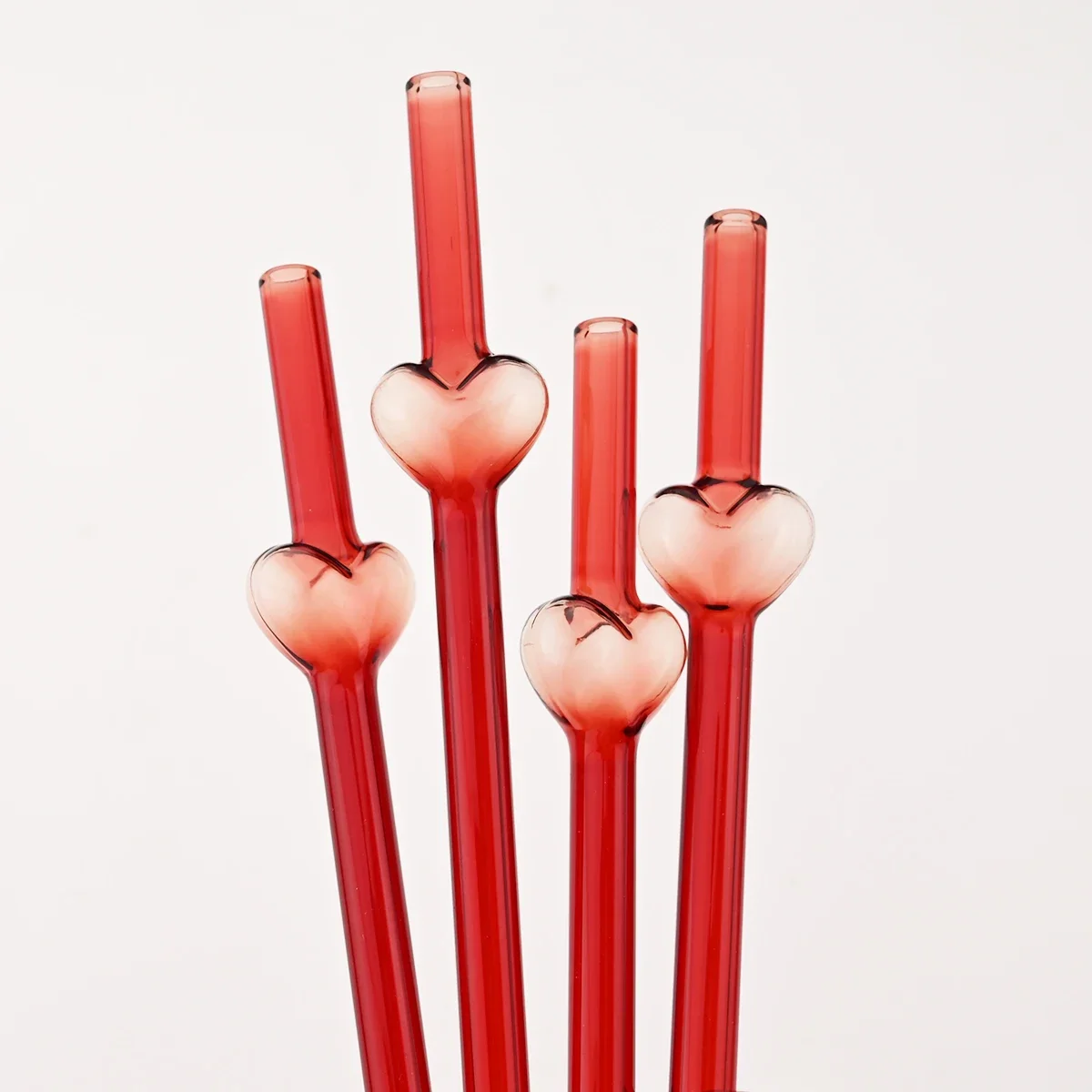 4pcs High Borosilicate Glass Straw Set Red Creative Gldss Straw Milk Tea Juice Cocktail Straw with Brush Kitchen Bar Accessories