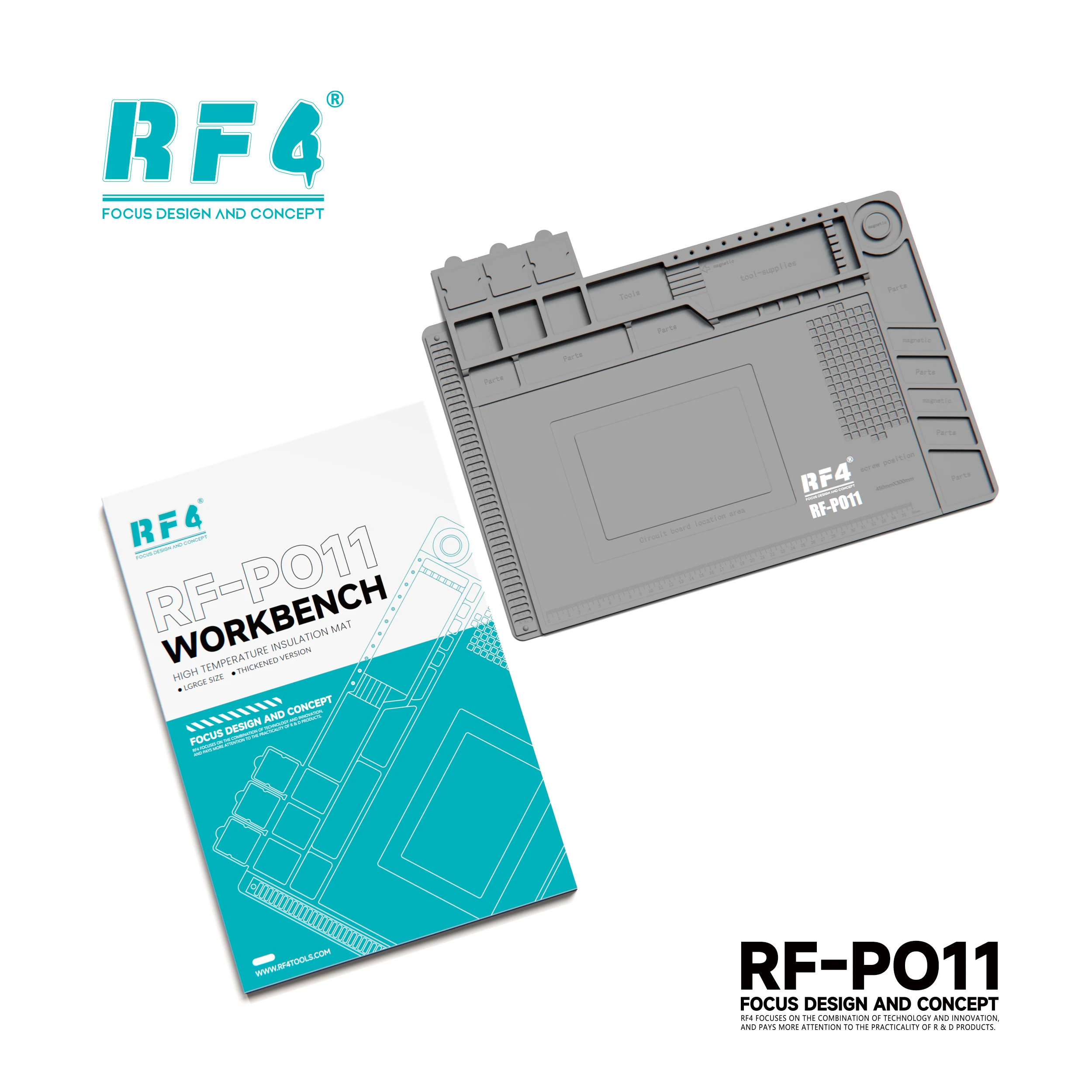 RF4 PO11 PO15 Silicone Pad 500 °C Anti-heating Work Platform Mat Soldering Microscope Repair Pad for PCB IC Chip Welding Repair