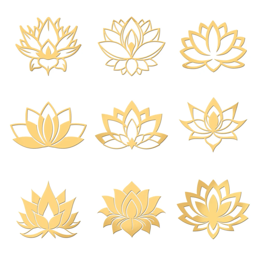 Nickel Decoration Stickers Metal Resin Filler Epoxy Resin UV Resin Craft Filling Material Golden July Lotus 40x40mm 9pcs/set
