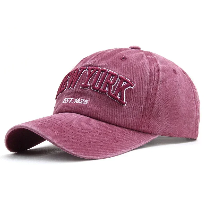 

New washed cotton NEW YORK 1625 digital embroidered duck tongue sun hat embroidered baseball sunshade